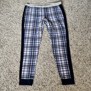 Victoria's Secret Elastic Waist Plaid Blue White Pink Pajama Pants Womens Large